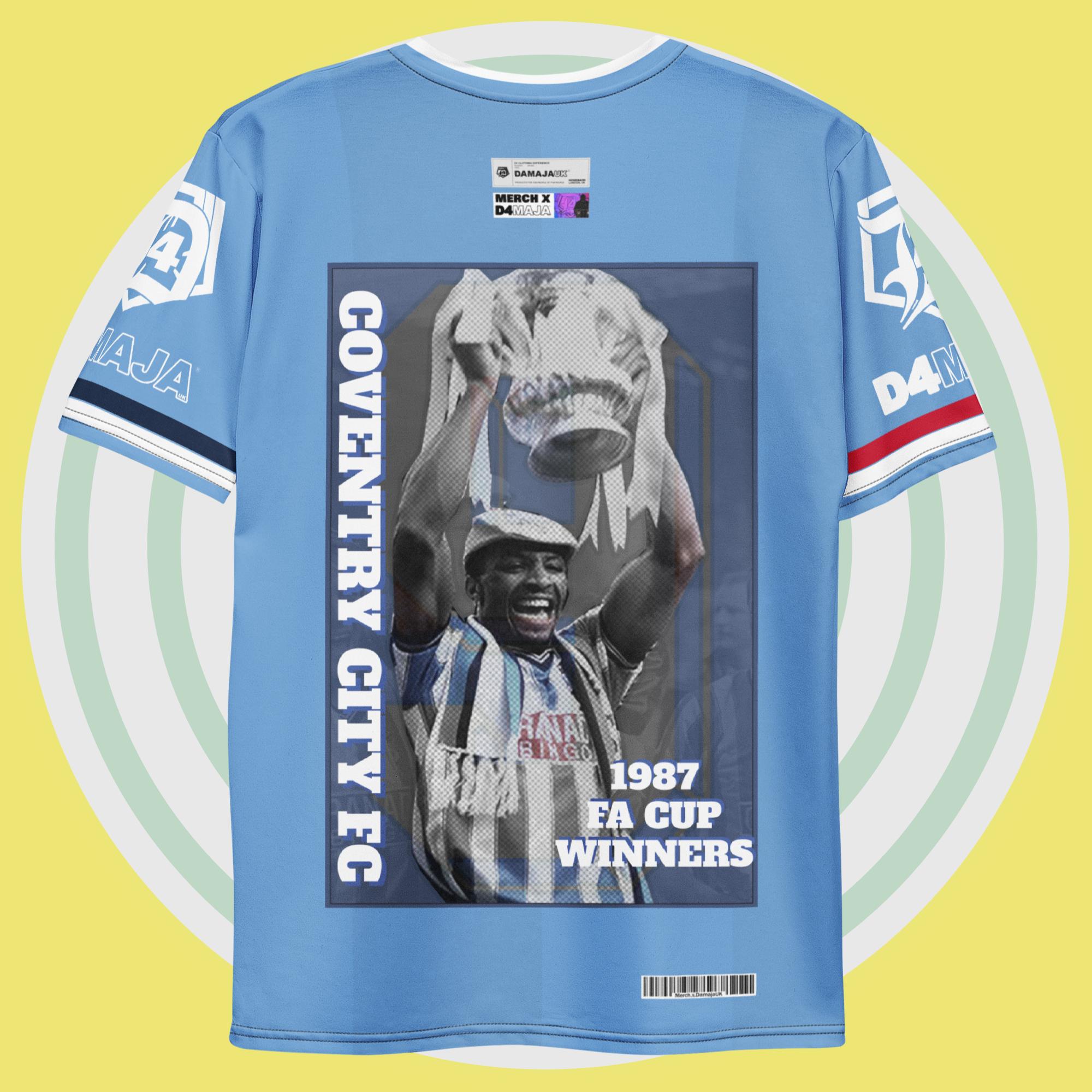 Sky blue Nostalgia t-shirt with Cyrile Regis image on back